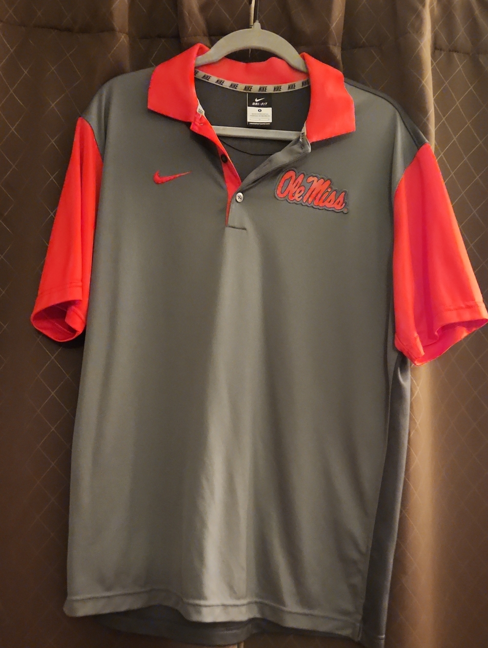Nike Grey and Red Ole Miss Polo Shirt